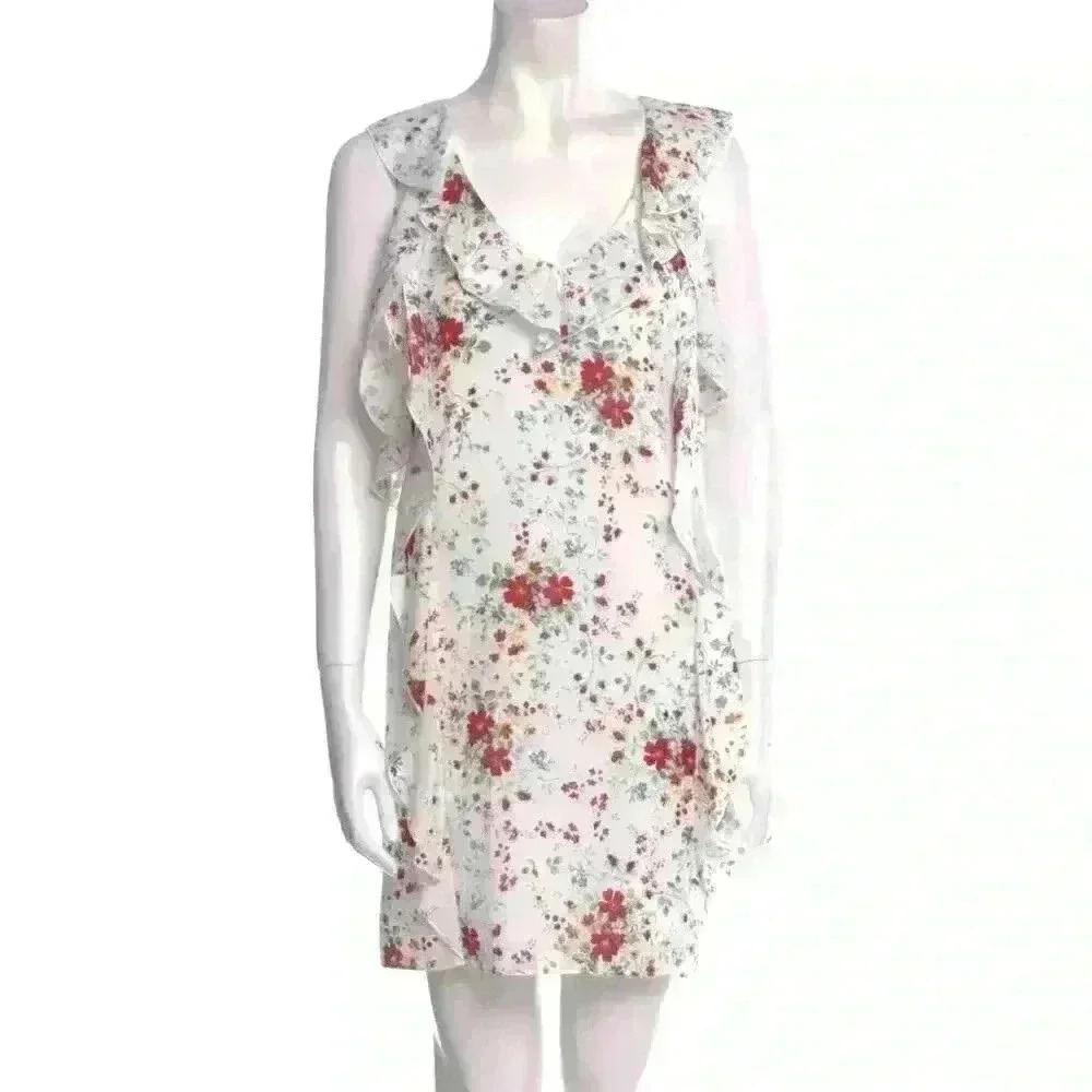 NWT Parker Floral Print Mini Dress Sz M Ruffles